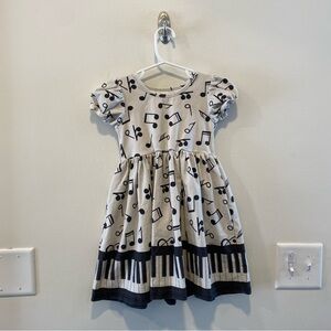 Only little once piano dress girls size 4t music twirly pockets short sleeves